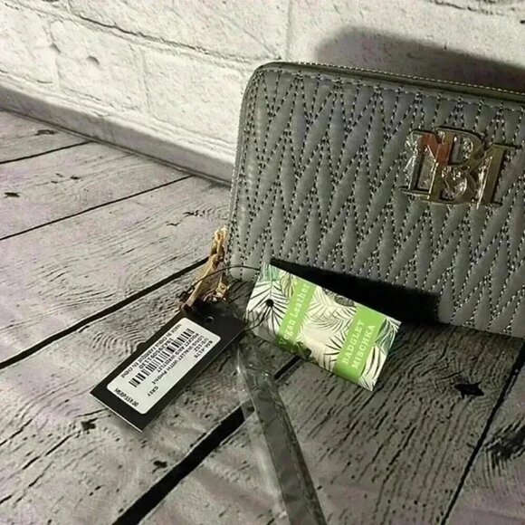 Badgley Mischka Wristlet Wallet Grey Cell Phone Pocket Clutch New with Tag - Picture 4 of 6